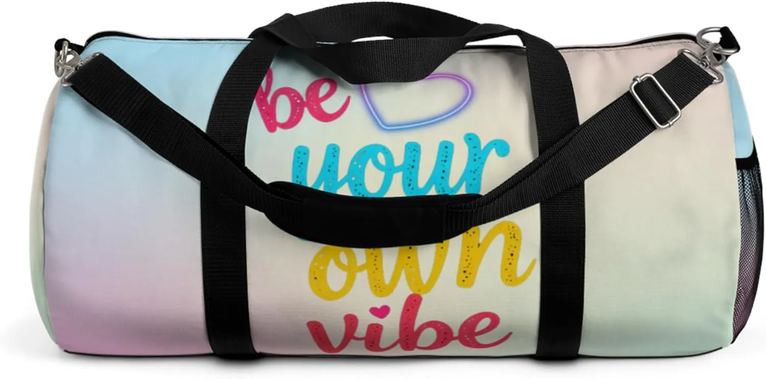 Be Your Own Vibe Duffel Bag – Pastel Motivational Travel Bag with Positive Quote & Spacious Design
