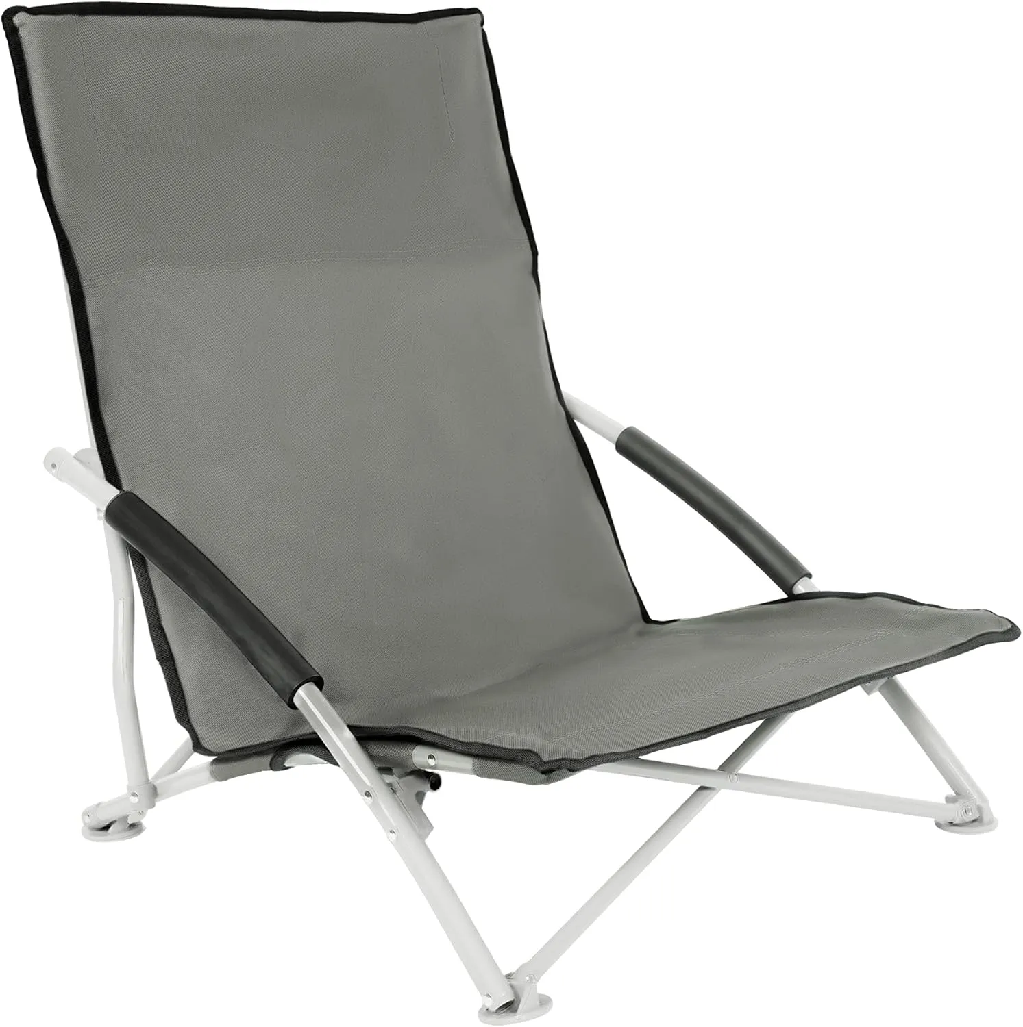 Beach Camping Folding Adults with Carry Bag︱Low Profile, Lightweight, Portable Chair for Outdoor Travel, Picnic, BBQ (Color: Grey), 1-Pack, Black