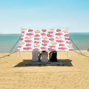 Beach Shade Tent with UPF50  UV Protection,Strawberry Cake with Hearts Lightweight Camping Sun Shelter for Outdoor,Camping Trips, Fishing, Backyard,Picnics,Easy Set Up and Carry 9x10.5 FT