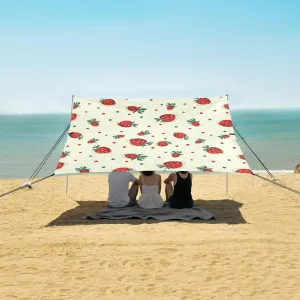 Beach Shade Tent with UPF50  UV Protection,Water Lilies Strawberry Lightweight Camping Sun Shelter for Outdoor,Camping Trips, Fishing, Backyard,Picnics,Easy Set Up and Carry 9x10.5 FT