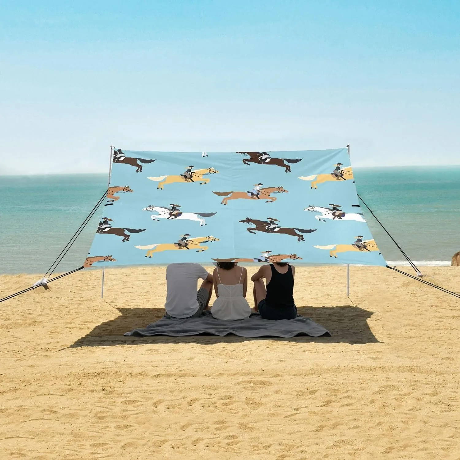 Beach Shade Tent with UPF50  UV Protection,Woman Jockeys Equestrian Lightweight Camping Sun Shelter for Outdoor,Camping Trips, Fishing, Backyard,Picnics,Easy Set Up and Carry 9x10.5 FT