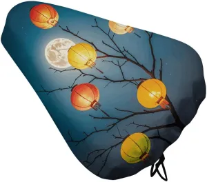 Bike Seat Cushion Comfort Washable Bike Seat Cover Lanterns Hanging from Trees Waterproof Bicycle Seat Covers Outdoor and Indoor Cycling