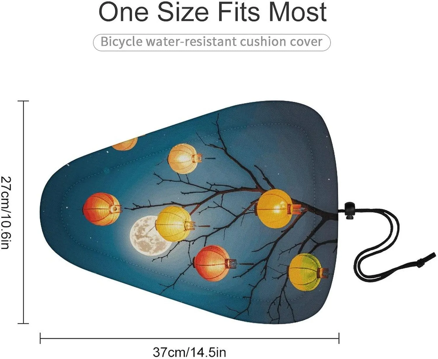 Bike Seat Cushion Comfort Washable Bike Seat Cover Lanterns Hanging from Trees Waterproof Bicycle Seat Covers Outdoor and Indoor Cycling