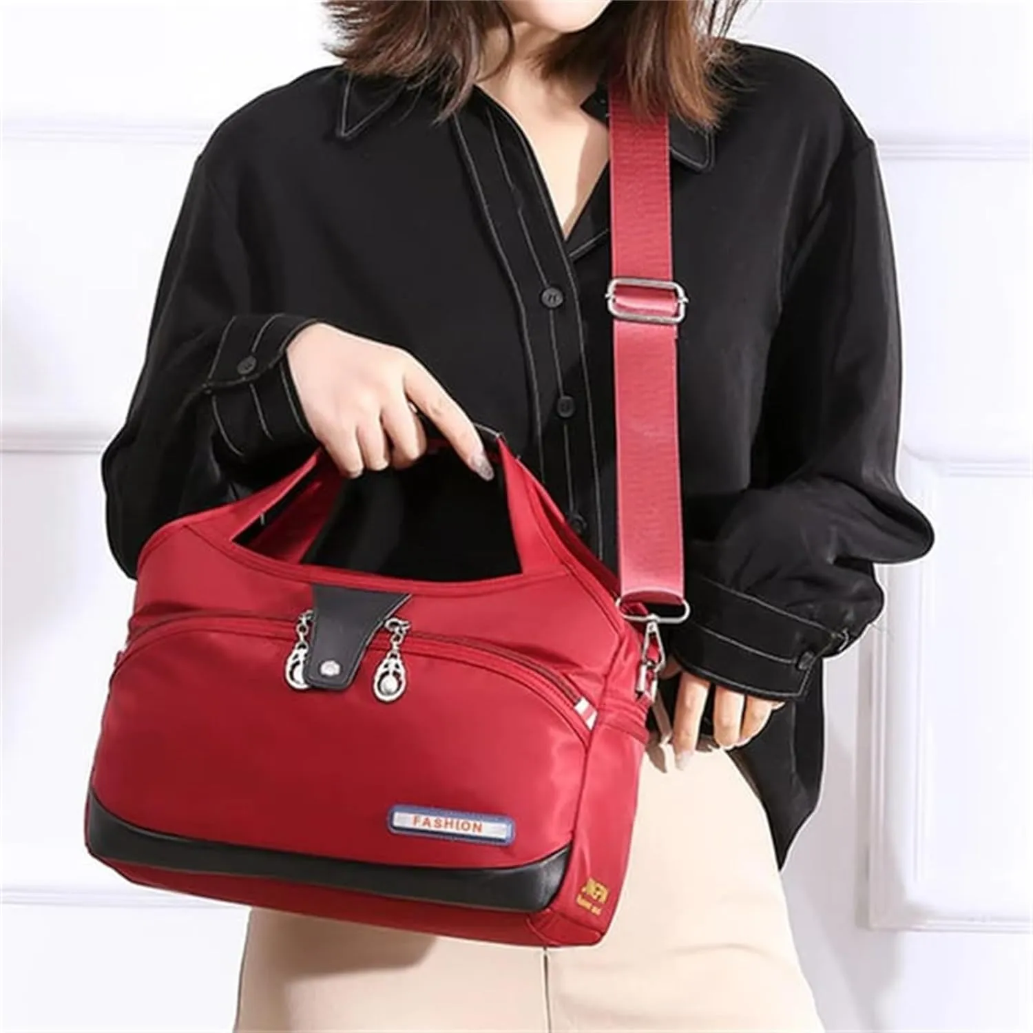 Blaciokamith Crossbody Bag, Soft Side Lightweight Underseat Tote Bag, Waterproof Oxford Cloth Shoulder Bags