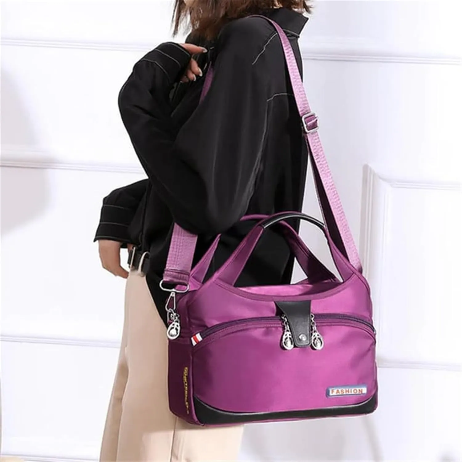 Blaciokamith Crossbody Bag, Soft Side Lightweight Underseat Tote Bag, Waterproof Oxford Cloth Shoulder Bags