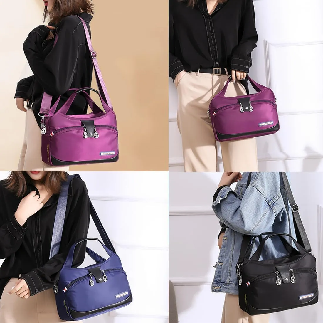 Blaciokamiths Tote Bag, Soft Side Lightweight Underseat Tote Bag, Multi-pocket Fashion Waterproof Crossbody, for Womens man