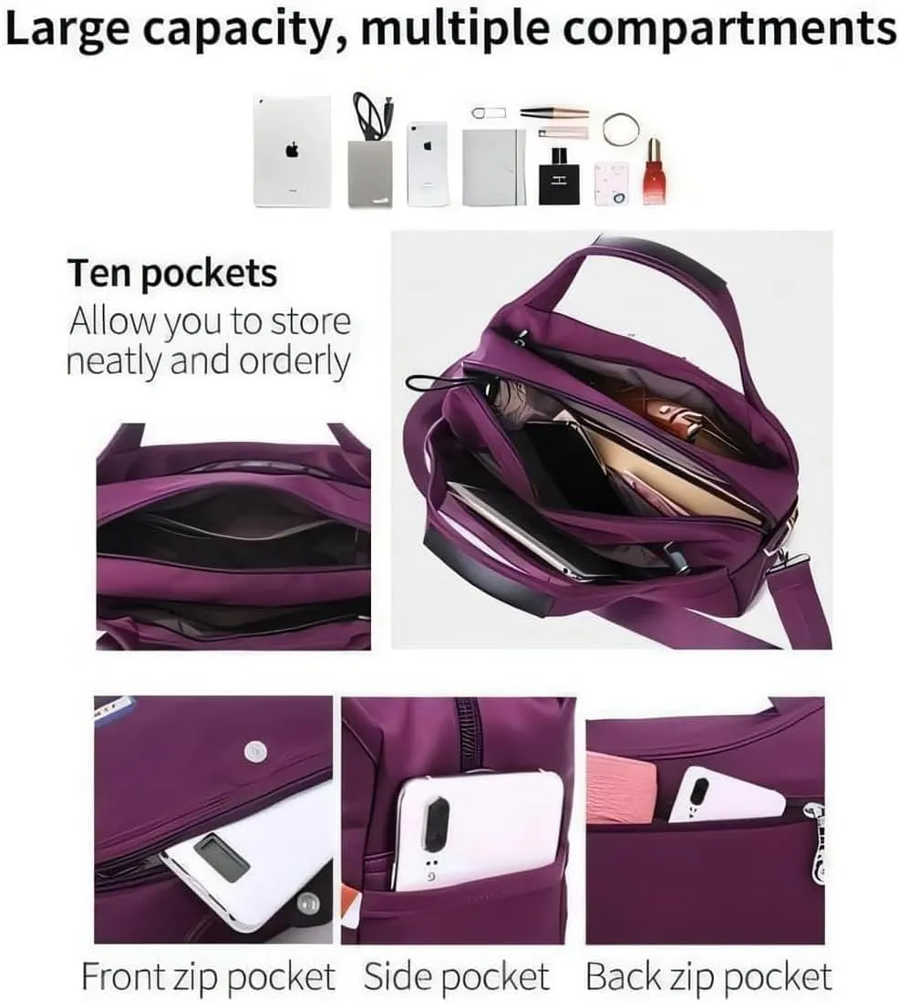 Blaciokamiths Tote Bag, Soft Side Lightweight Underseat Tote Bag, Multi-pocket Fashion Waterproof Crossbody, for Womens man