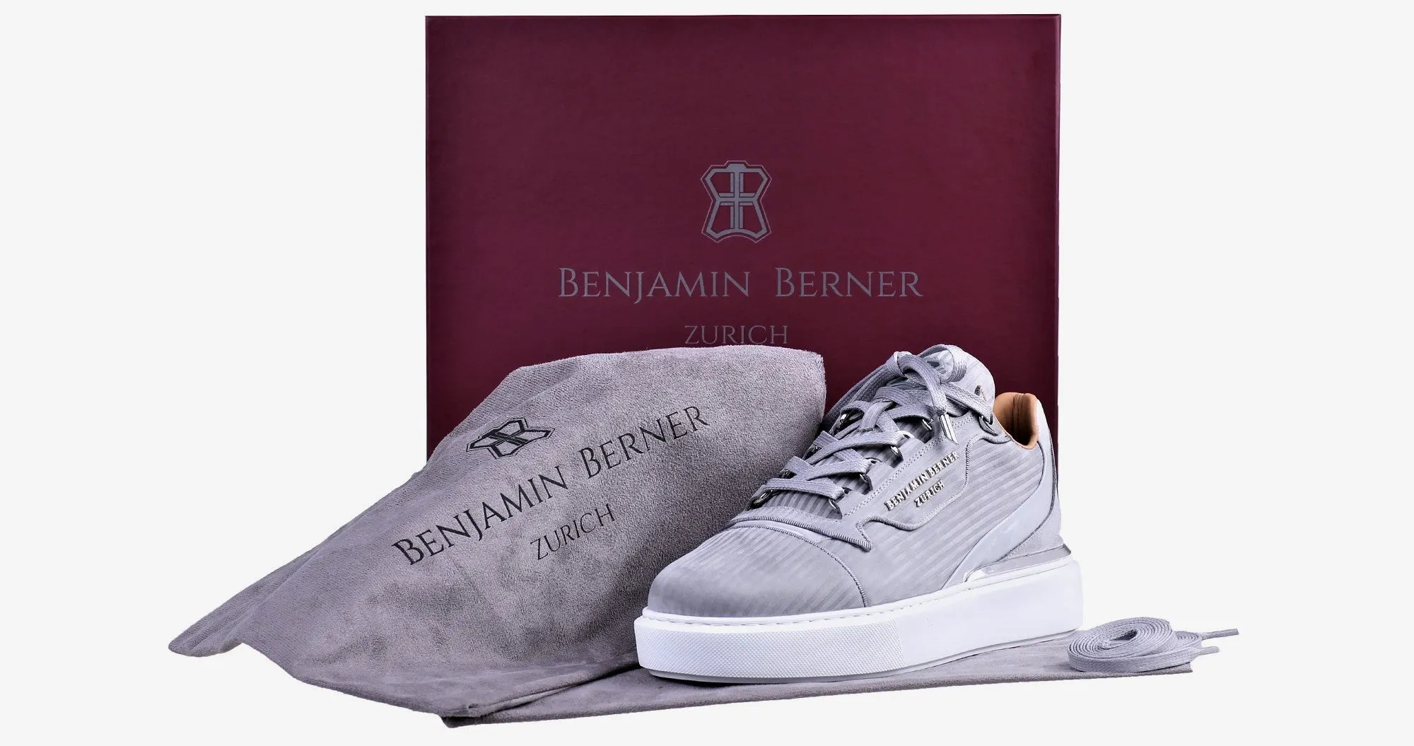 BNJ RAPHAEL Low-Top ICE GREY 3D STRIPED NUBUCK