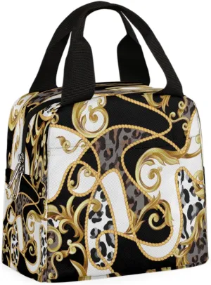 Boho Palace Motifs Insulated Lunch Bag Box Reusable Lunch Tote Bag for Women Men Adults Leakproof Lunch Containers Meal Prep Zipper Soft Cooler Bag for Work Office Picnic Travel