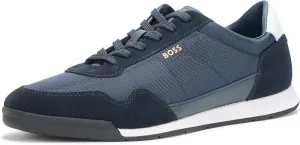 BOSS Men's Titanium Low Profile Leather Sneaker