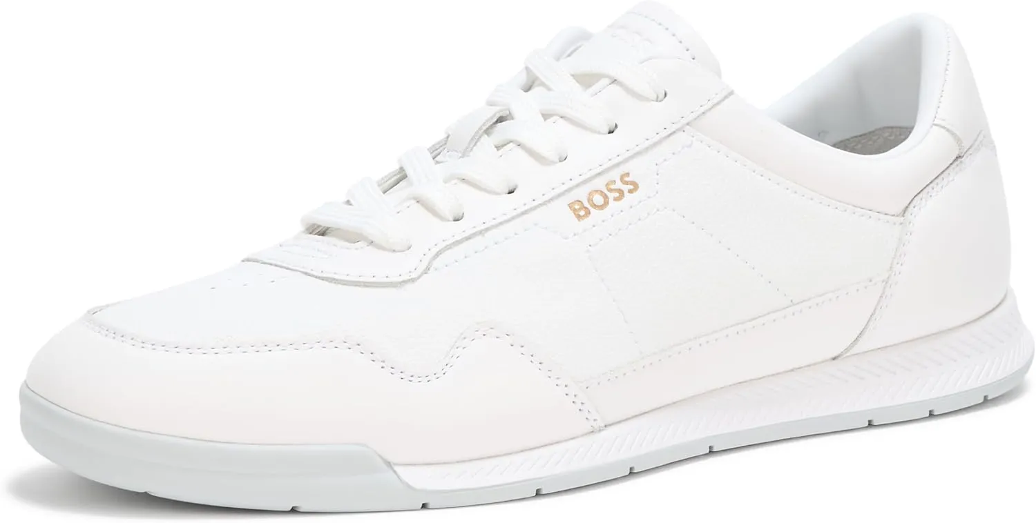 BOSS Men's Titanium Low Profile Leather Sneaker