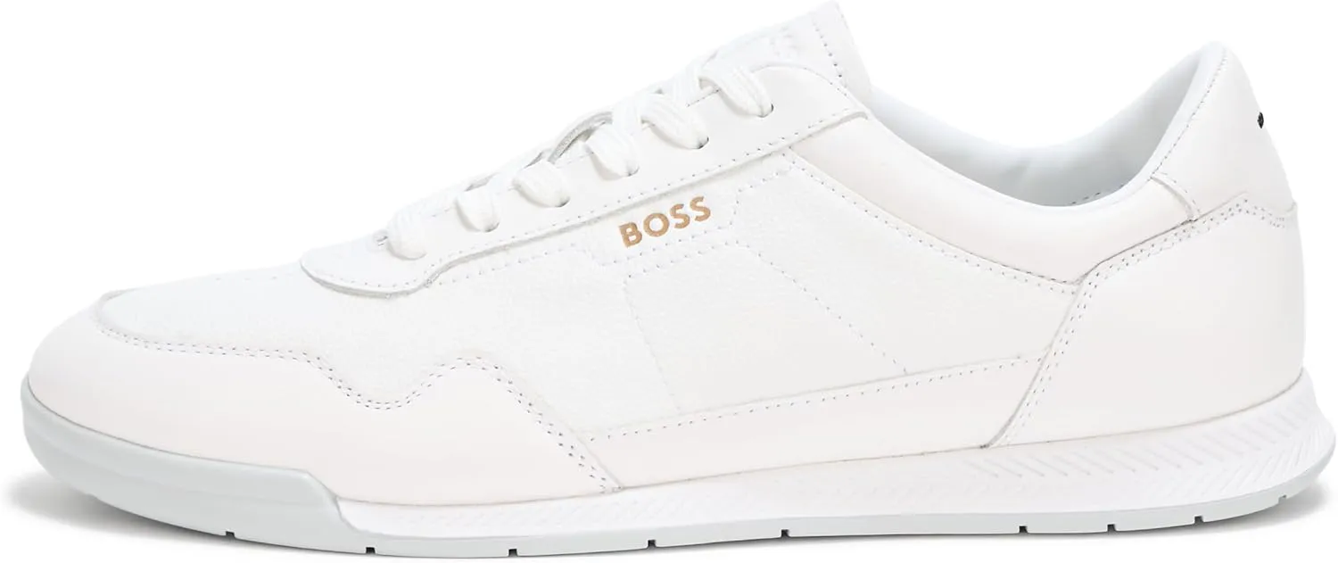 BOSS Men's Titanium Low Profile Leather Sneaker