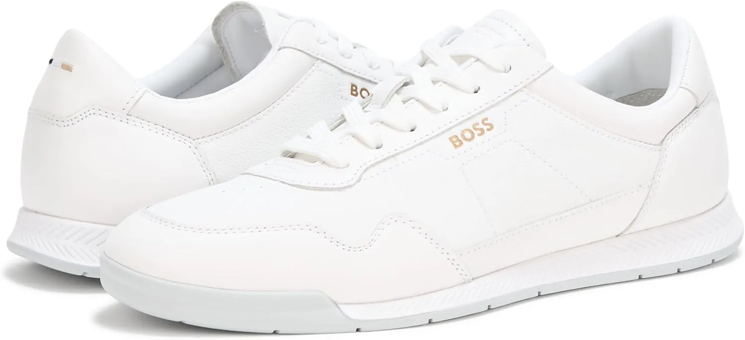 BOSS Men's Titanium Low Profile Leather Sneaker
