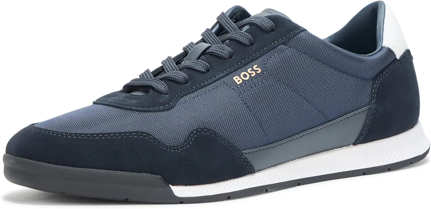 BOSS Men's Titanium Low Profile Leather Sneaker