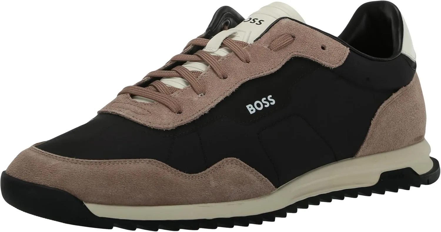 BOSS Men's Zayn Low Profile Suede Leather Two Tone Sneaker