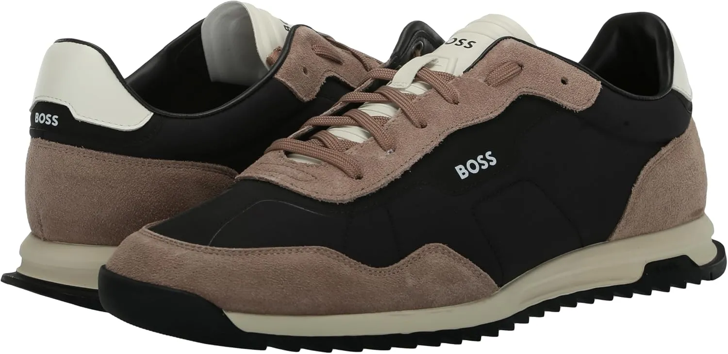 BOSS Men's Zayn Low Profile Suede Leather Two Tone Sneaker