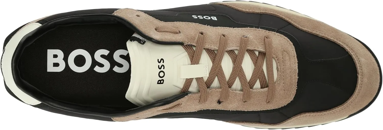 BOSS Men's Zayn Low Profile Suede Leather Two Tone Sneaker