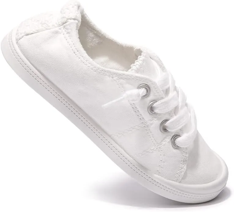 Boy and Girl Slip on Canvas Sneaker, Kids Low Top Casual Fashion Shoes, Comfy Lace up Walking Shoes
