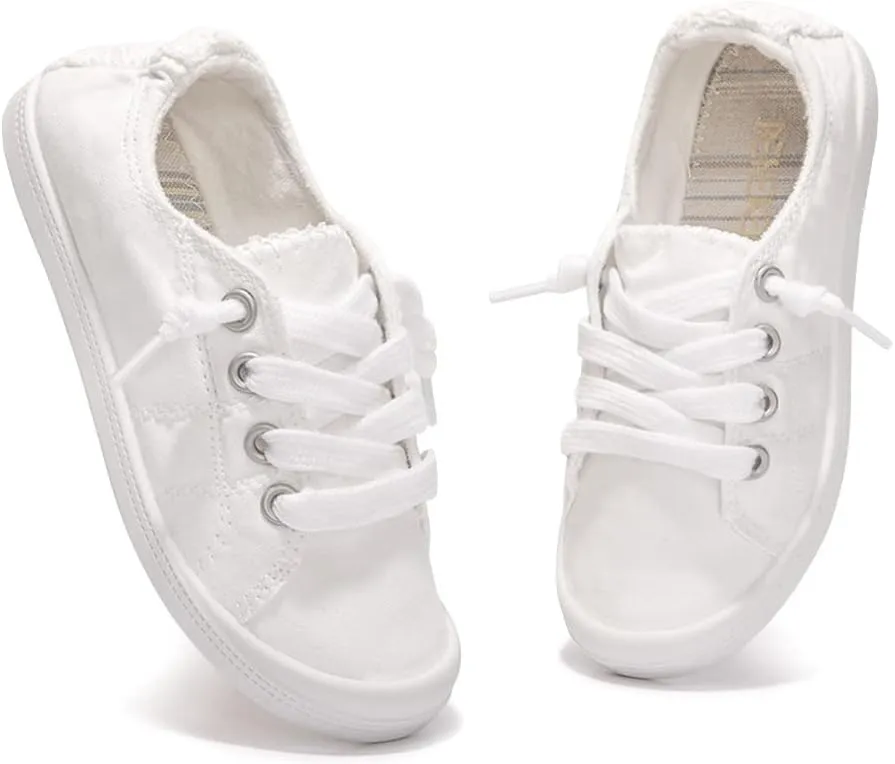 Boy and Girl Slip on Canvas Sneaker, Kids Low Top Casual Fashion Shoes, Comfy Lace up Walking Shoes
