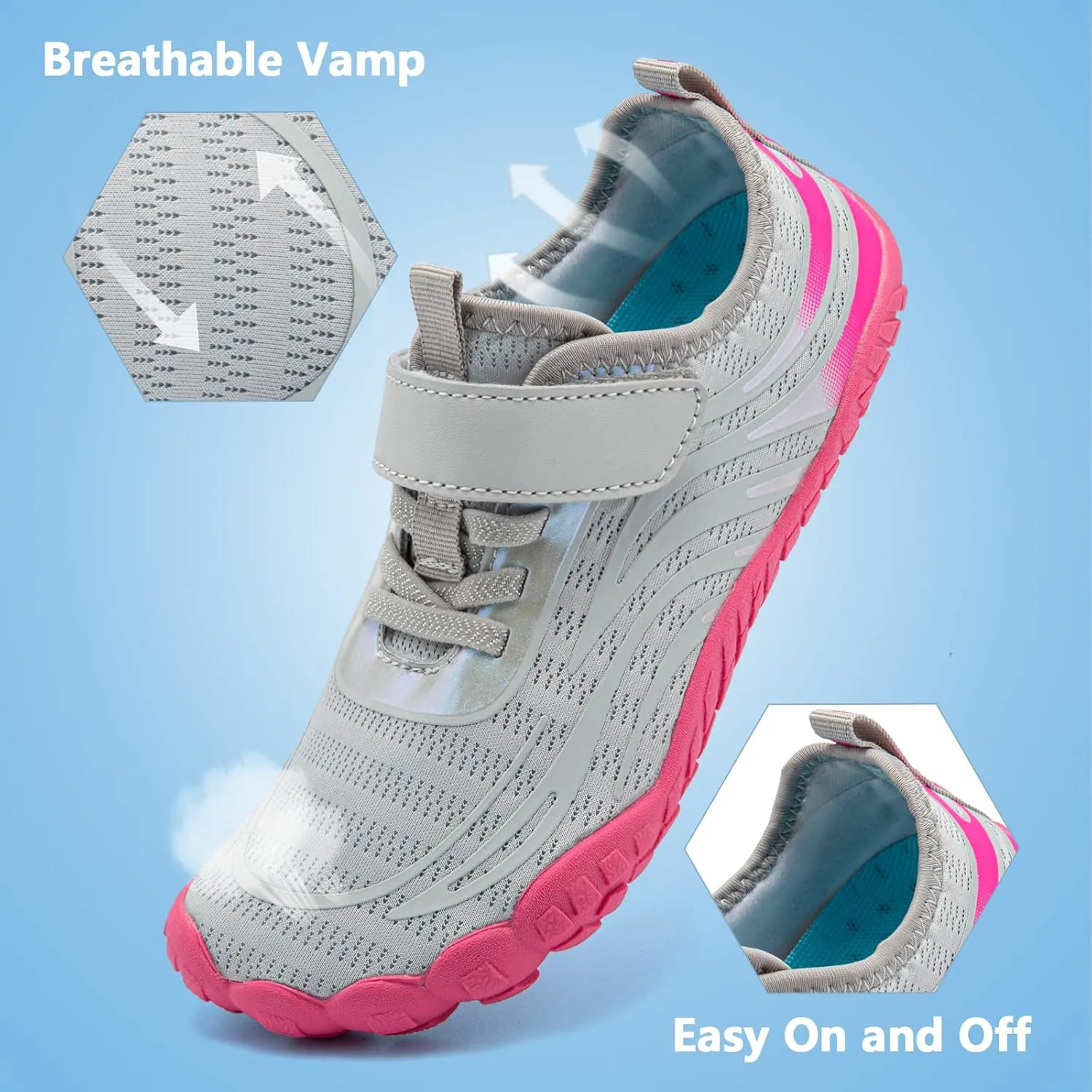 Boys & Girls Water Shoes Lightweight Comfort Sole Easy Walking Athletic Slip on Aqua Sock(Toddler/Little Kid/Big Kid)