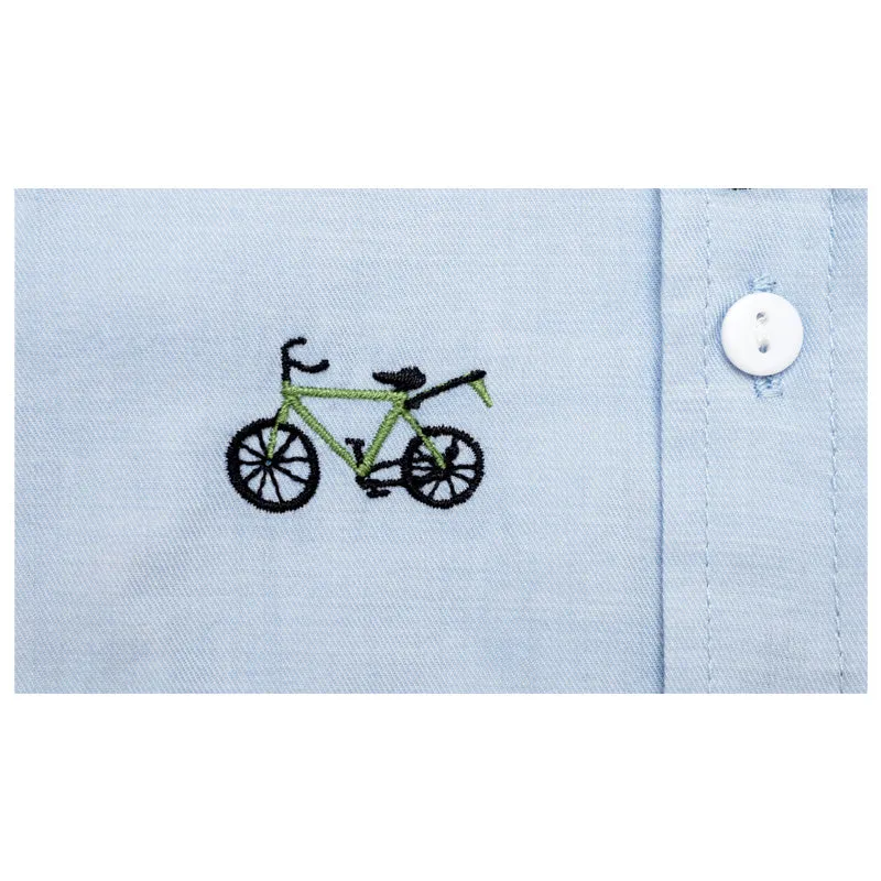 BOYS OXFORD COTTON " BICYCLE" EMBROIDERED SHIRT