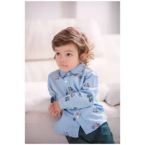 BOYS OXFORD COTTON " BICYCLE" EMBROIDERED SHIRT