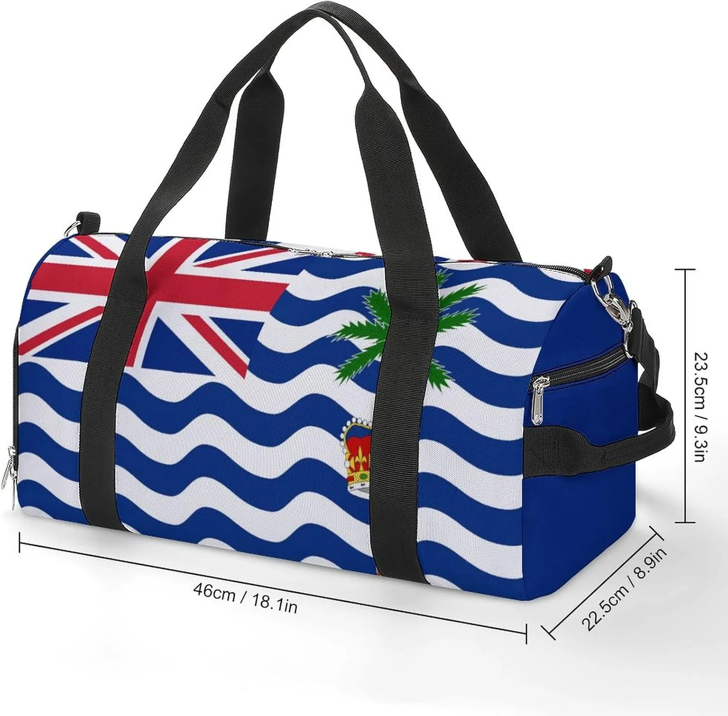 British Indian Ocean Territory Flag Sports Gym Bag for Boys Girls with Shoe Compartment Carry On