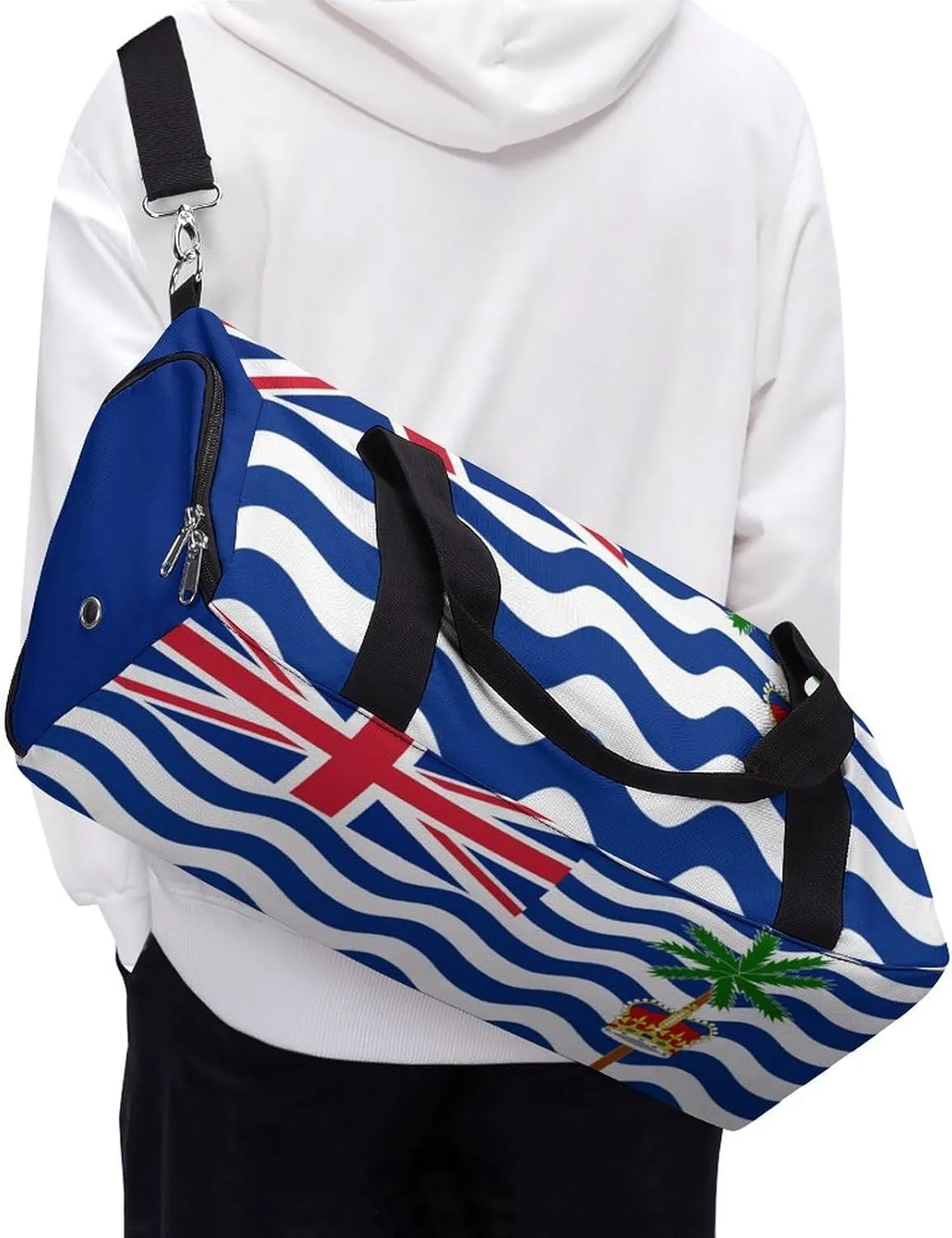 British Indian Ocean Territory Flag Sports Gym Bag for Boys Girls with Shoe Compartment Carry On
