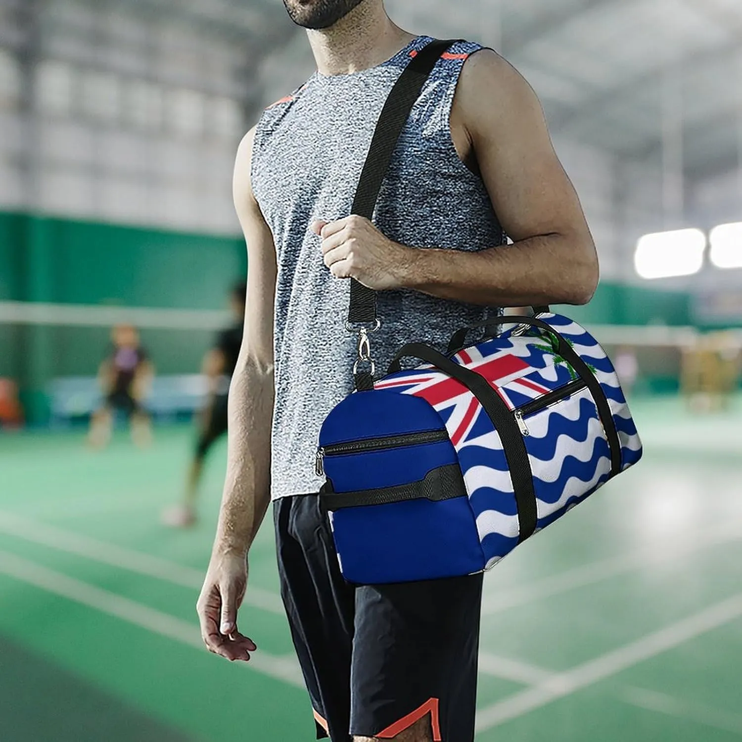 British Indian Ocean Territory Flag Sports Gym Bag for Boys Girls with Shoe Compartment Carry On