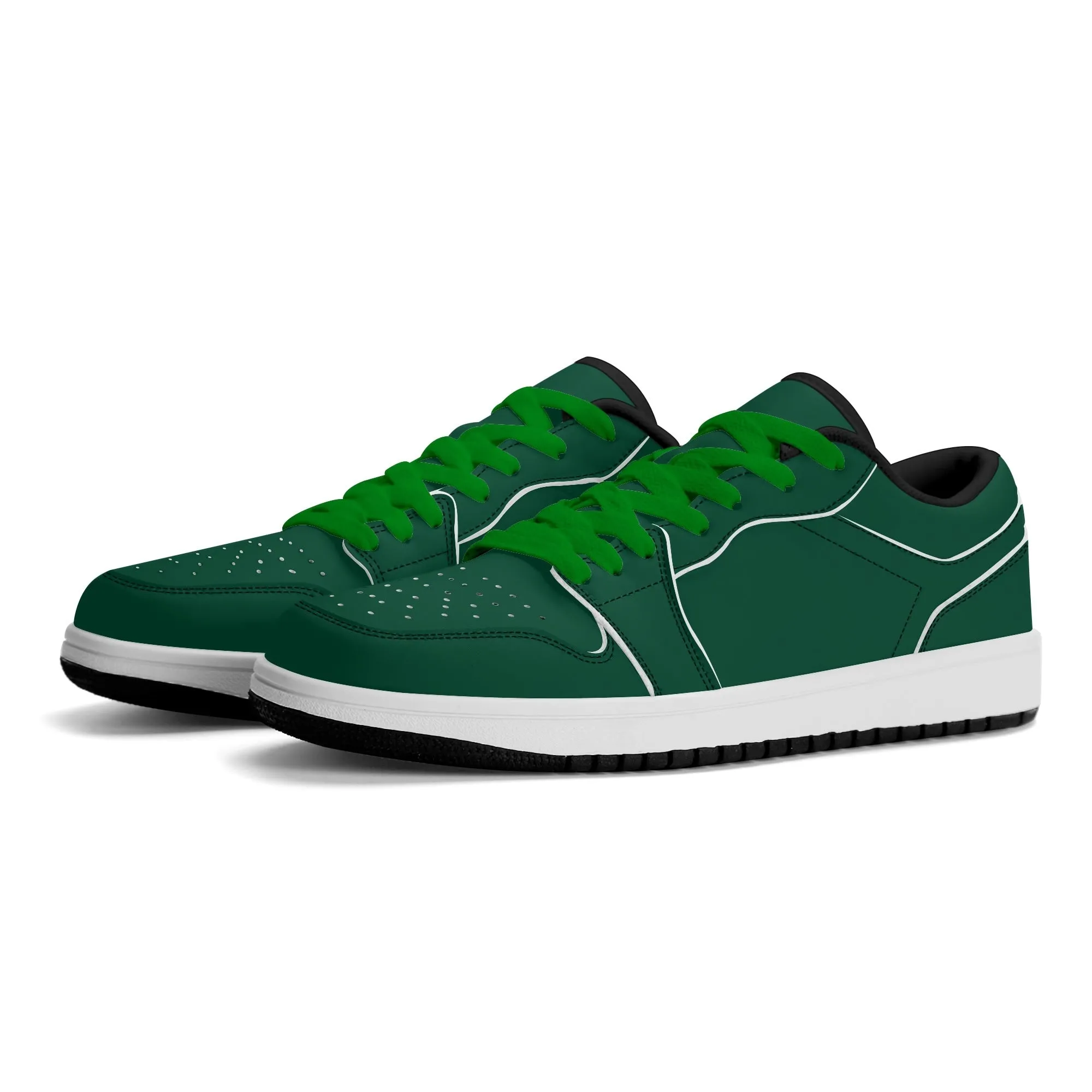 British Racing Green Low Top Leder Sneaker für Damen