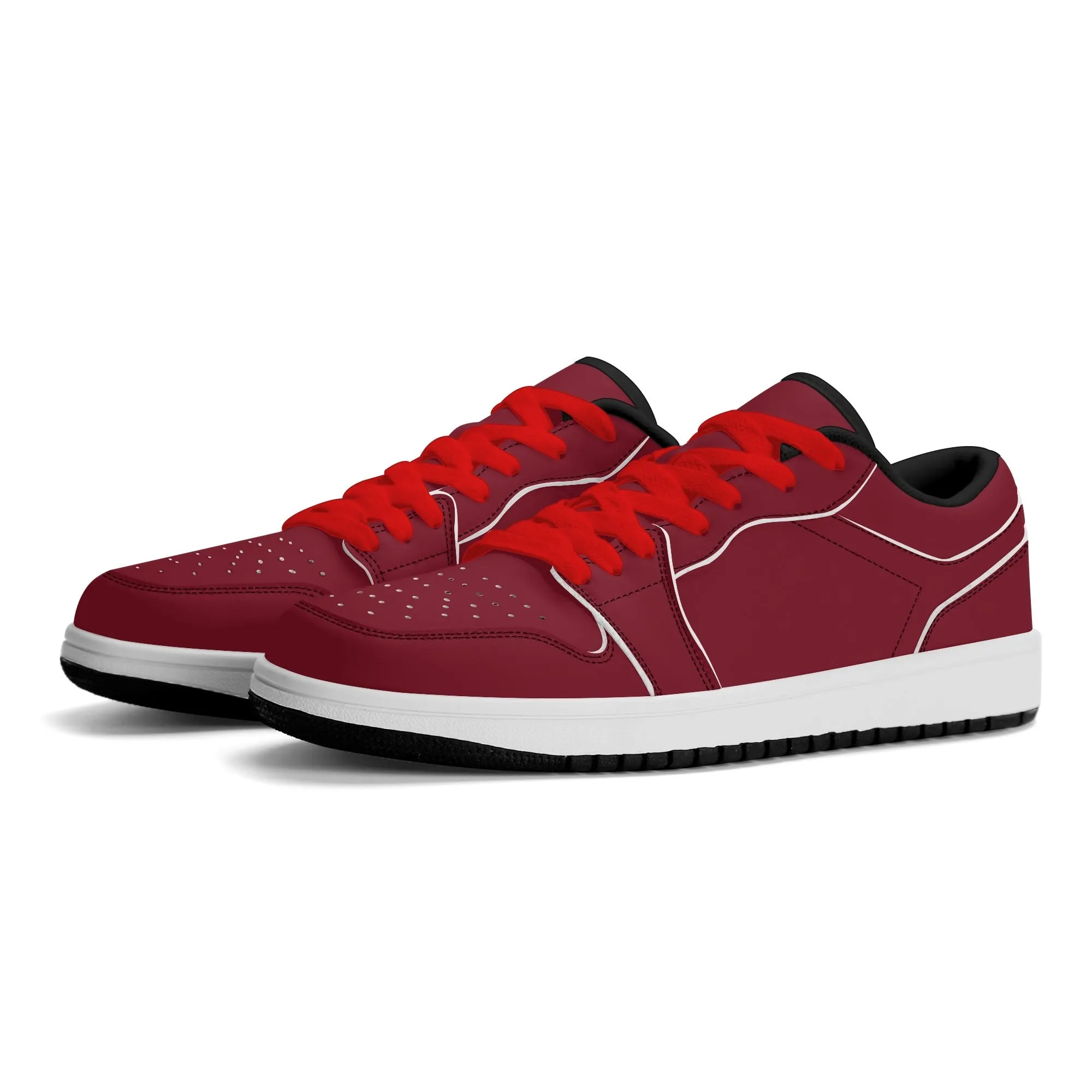 Burgund Low Top Leder Sneaker für Damen