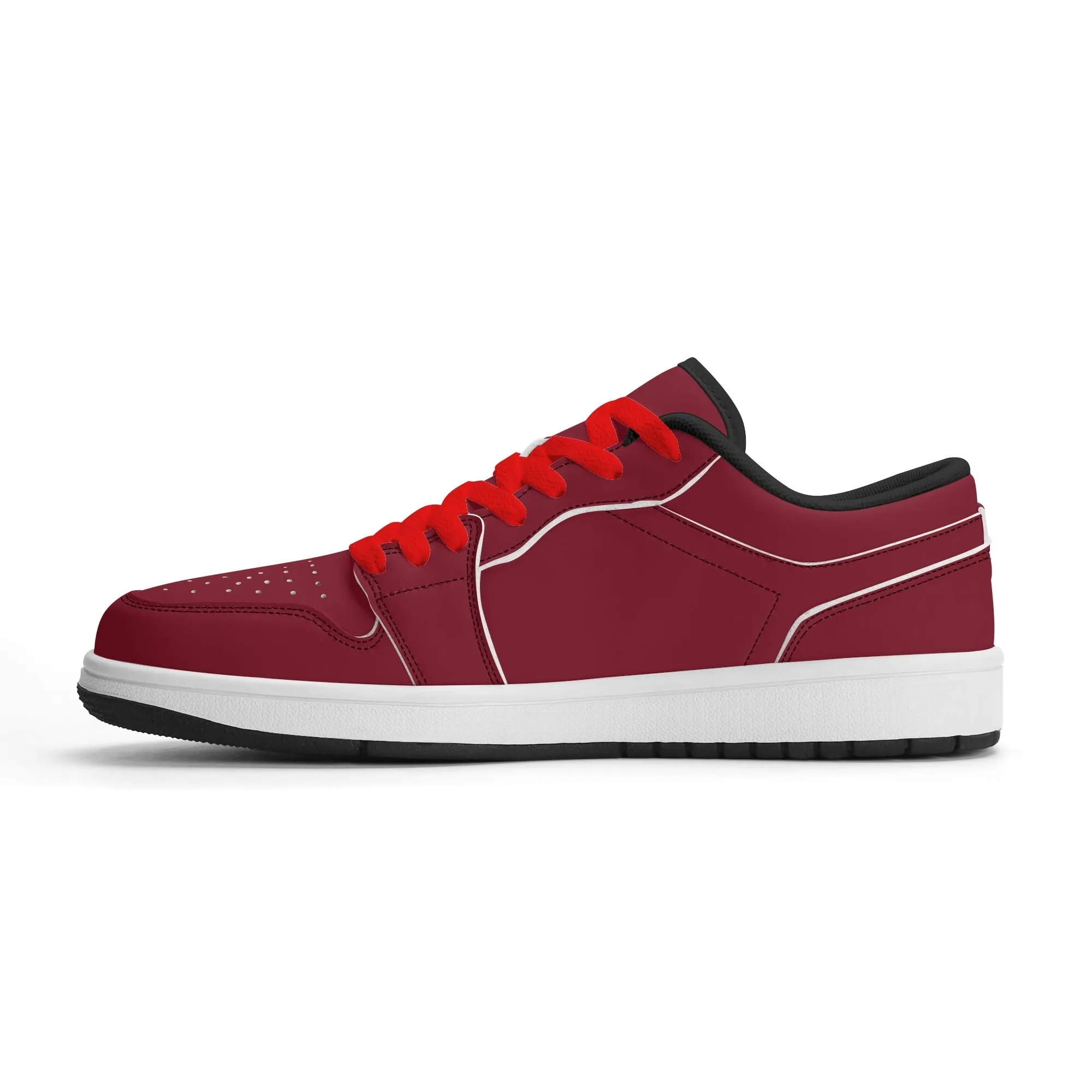 Burgund Low Top Leder Sneaker für Damen