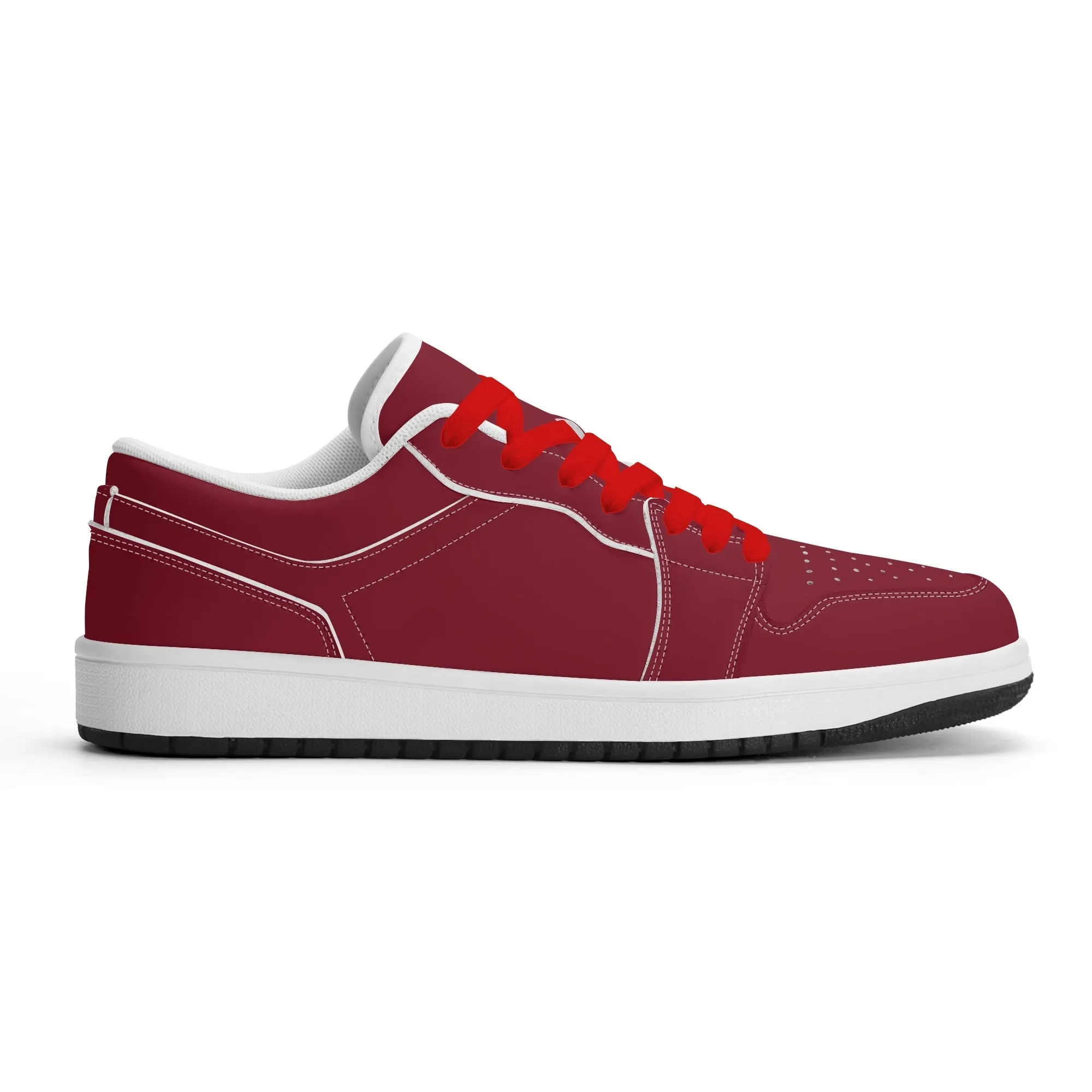 Burgund Low Top Leder Sneaker für Damen