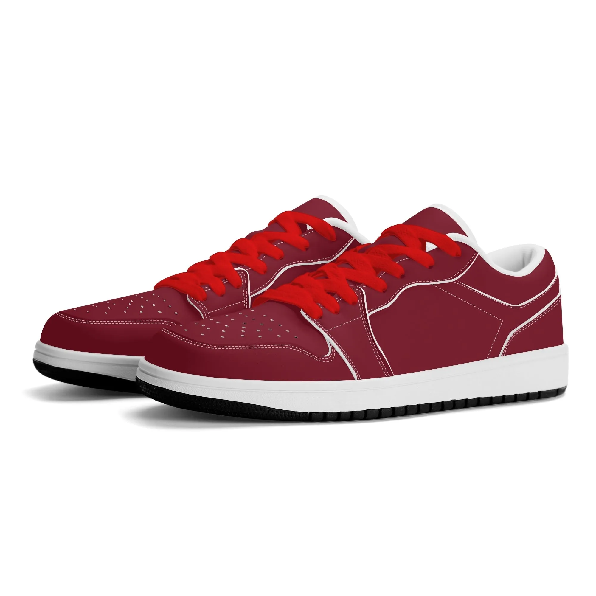 Burgund Low Top Leder Sneaker für Damen