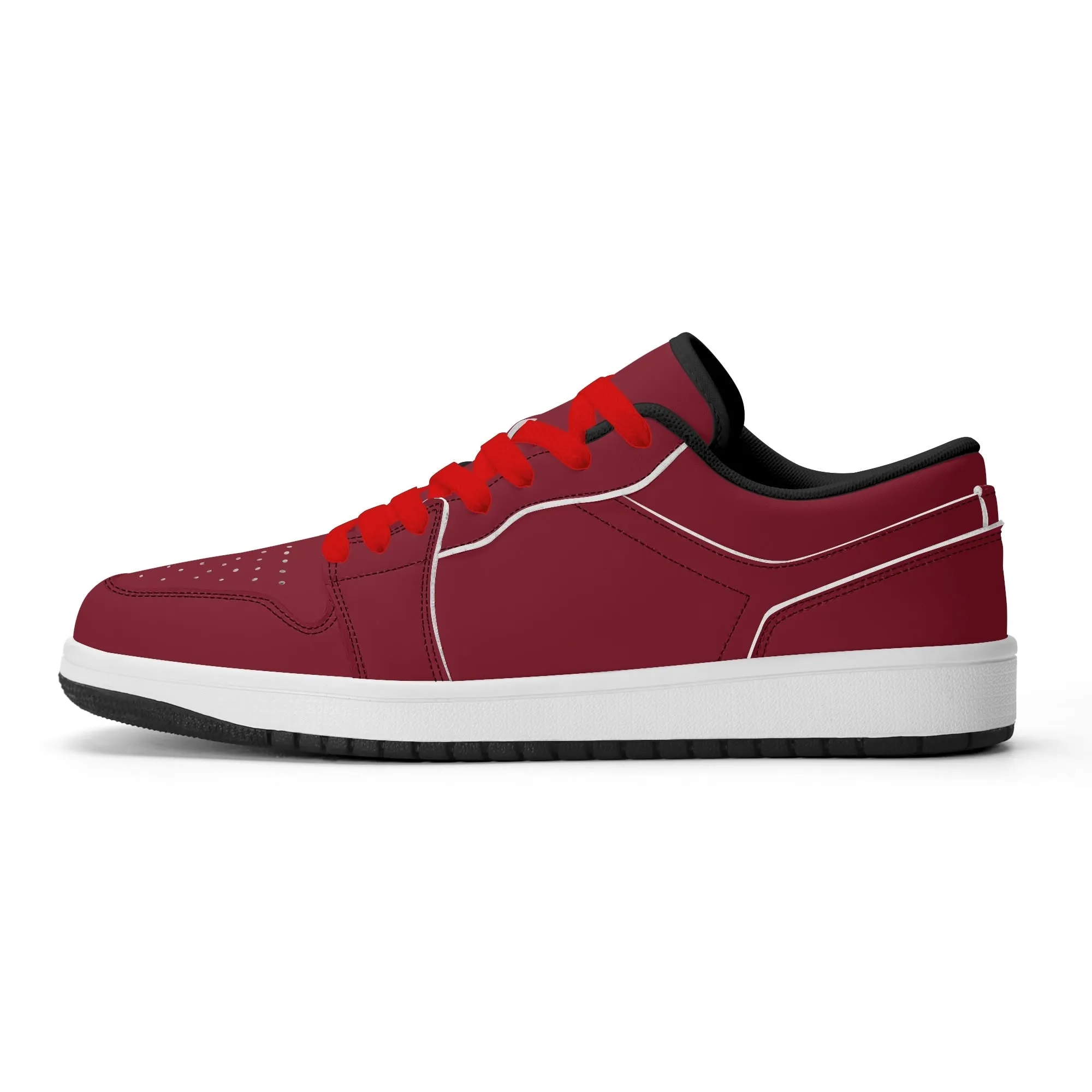 Burgund Low Top Leder Sneaker für Damen