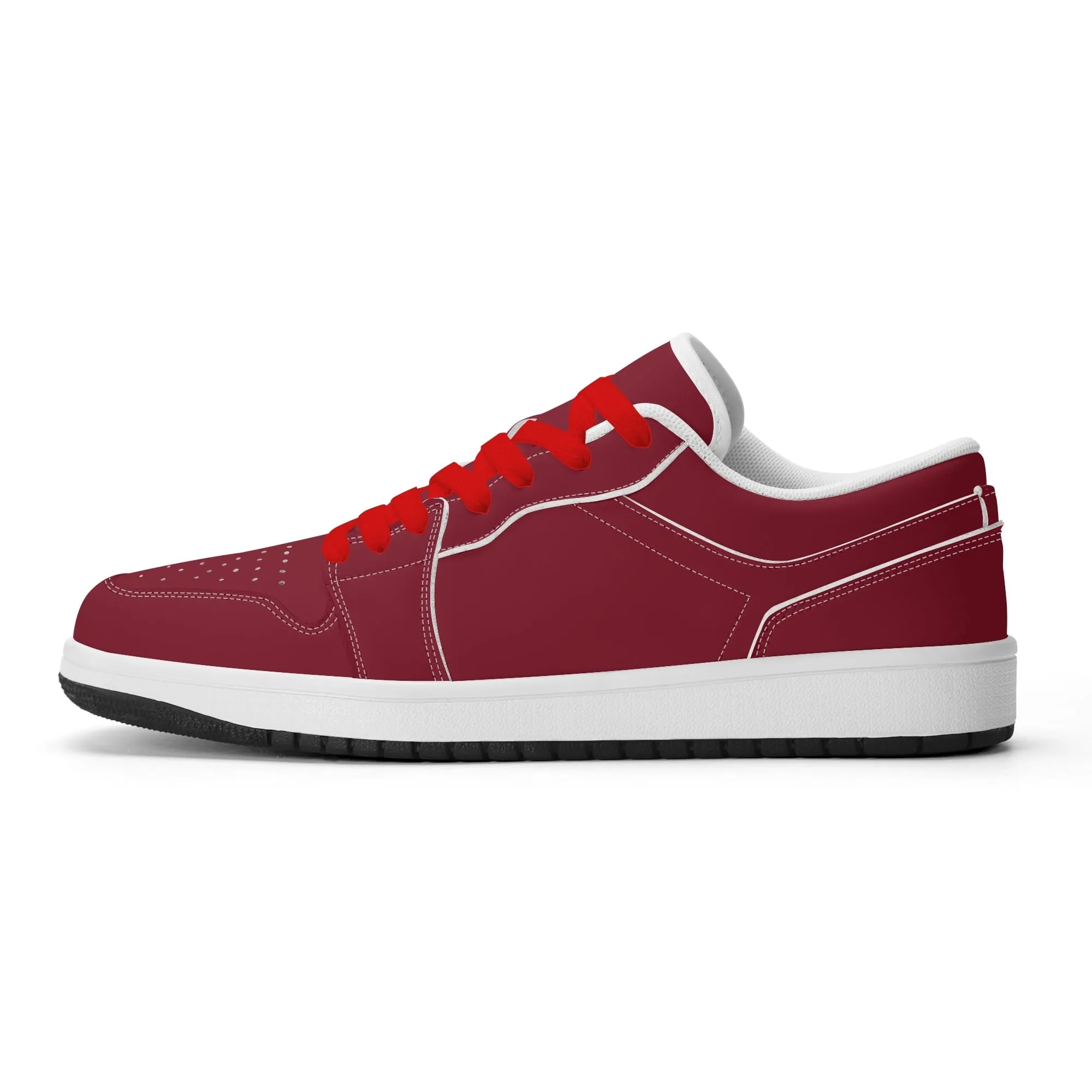 Burgund Low Top Leder Sneaker für Damen