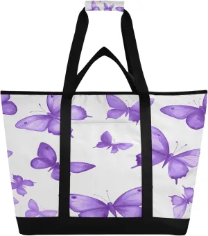 Butterfly Reusable Insulated Cooler Bag with Ice Pack Compartment - Large 47L Waterproof Thermal Grocery Tote for Picnic Beach Camping Lunch Storage