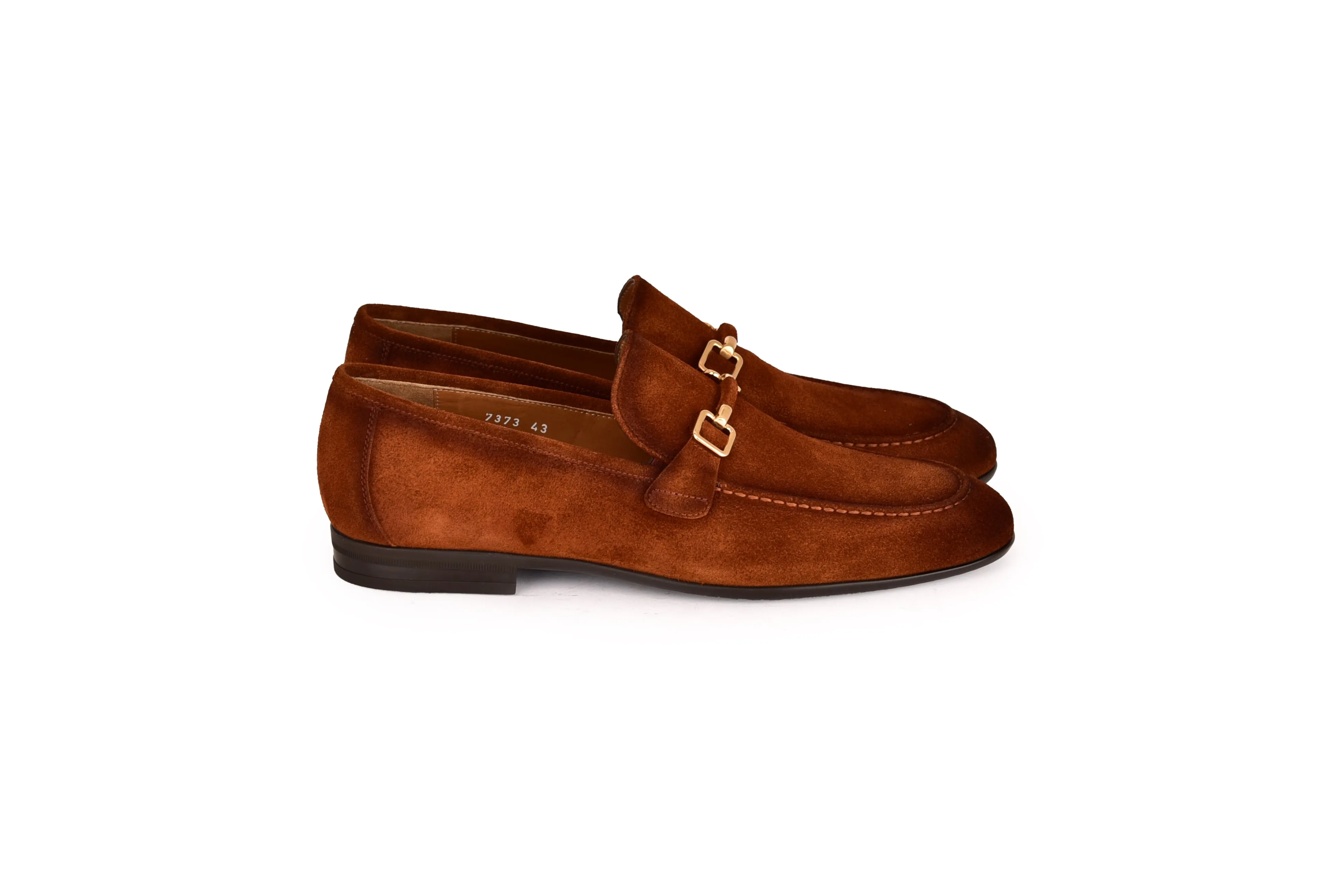 C000204- 7373S soft Suede Buckle Loafer-Tan