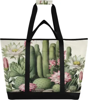 Cactus Reusable Insulated Cooler Bag with Ice Pack Compartment - Large 62L Waterproof Thermal Grocery Tote for Picnic Beach Camping Lunch Storage