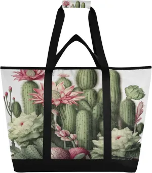 Cactus Reusable Insulated Cooler Bag with Ice Pack Compartment - Large 65L Waterproof Thermal Grocery Tote for Picnic Beach Camping Lunch Storage