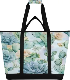 Cactus Reusable Insulated Cooler Bag with Ice Pack Compartment - Large 71L Waterproof Thermal Grocery Tote for Picnic Beach Camping Lunch Storage