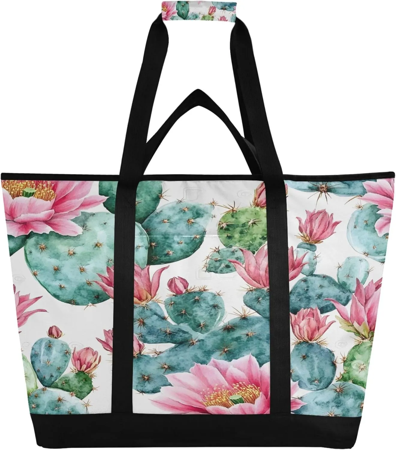 Cactus Reusable Insulated Cooler Bag with Ice Pack Compartment - Large 73L Waterproof Thermal Grocery Tote for Picnic Beach Camping Lunch Storage