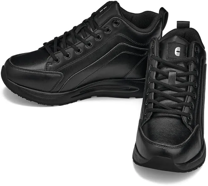 CALTO Men's Invisible Height Increasing Elevator Shoes - Black Fashion Mid Top Basketball Sneakers - 3.2 Inches Taller - S23304- Size 12 D(M) US