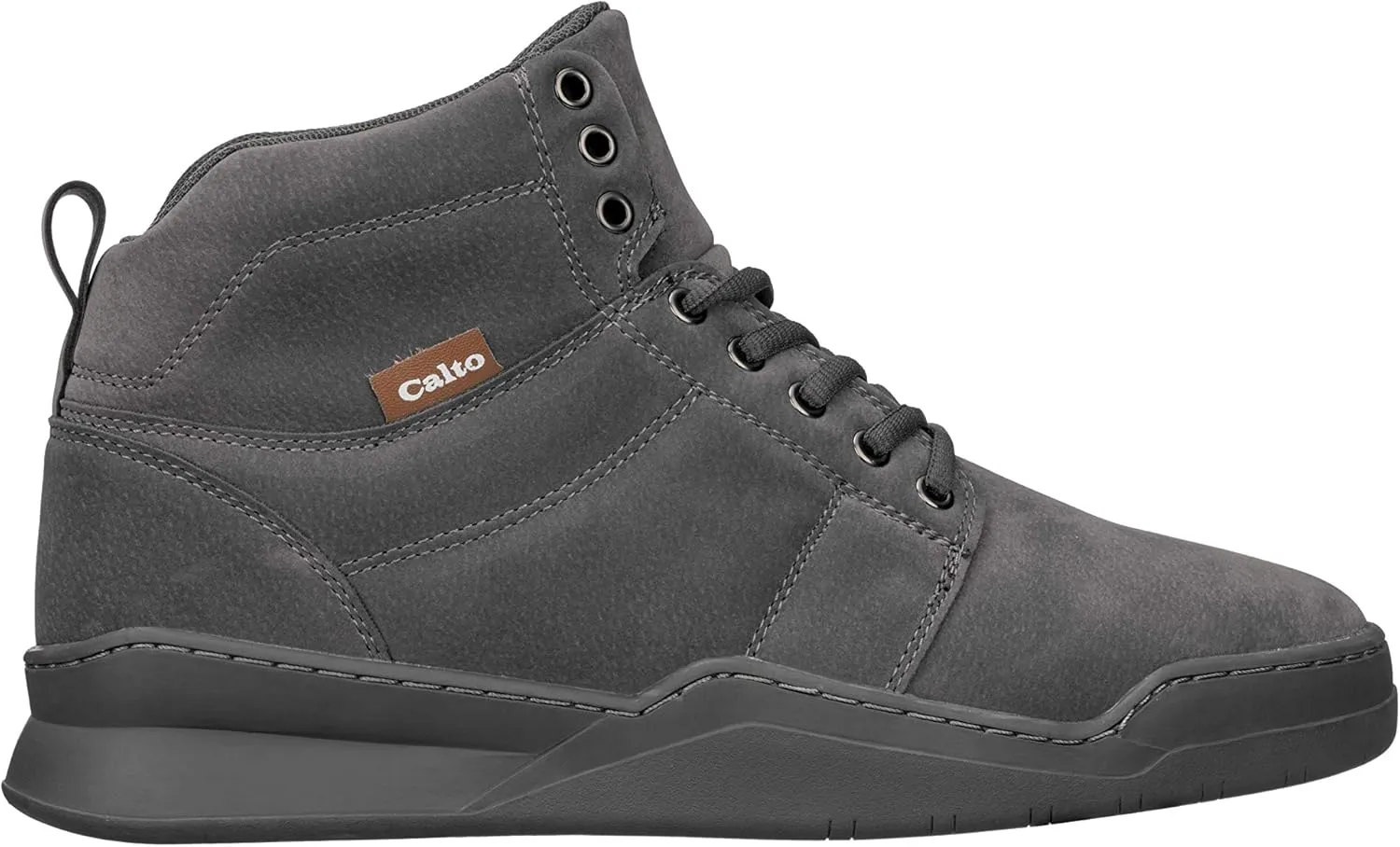 CALTO Men's Invisible Height Increasing Elevator Shoes - Grey Athletic Ankle Top Sneaker Boots - 2.6 Inches Taller - H3122- Size 13 D(M) US