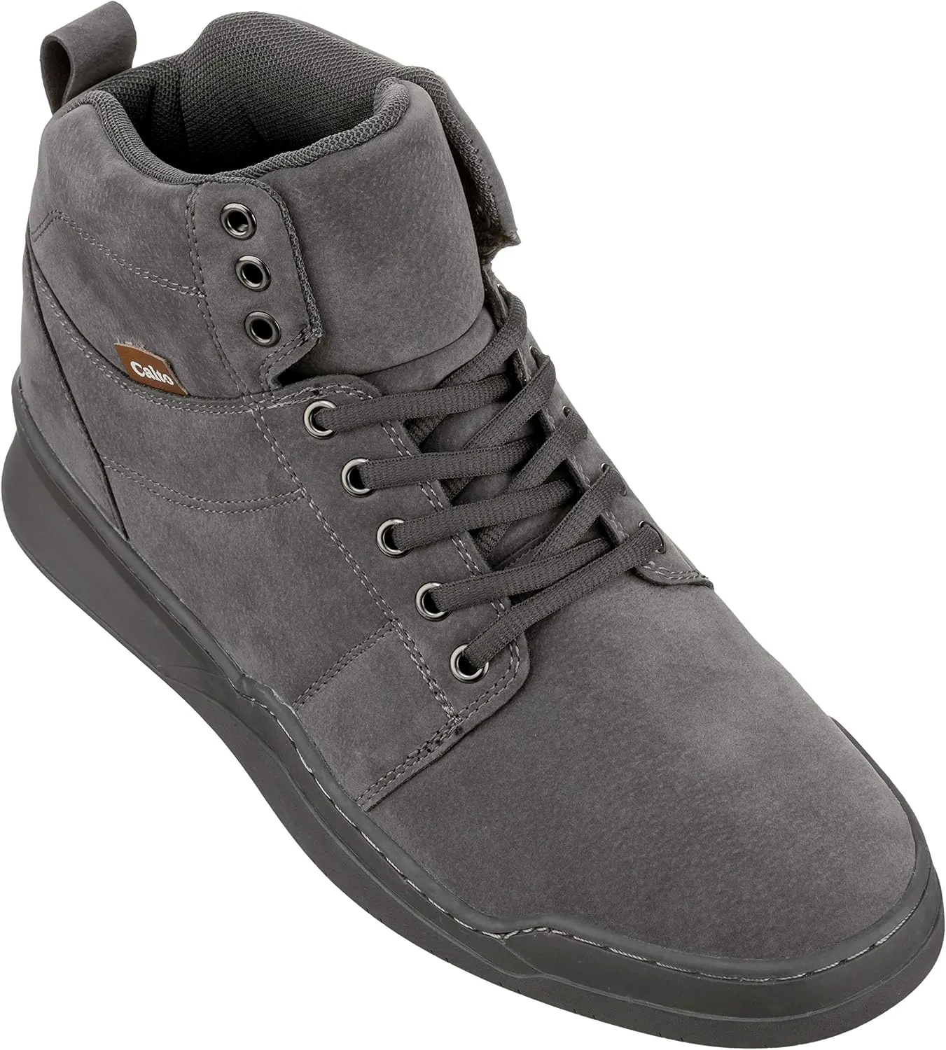 CALTO Men's Invisible Height Increasing Elevator Shoes - Grey Athletic Ankle Top Sneaker Boots - 2.6 Inches Taller - H3122- Size 13 D(M) US
