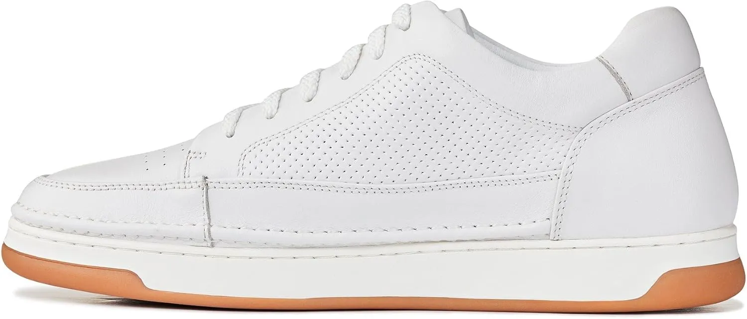 CALTO Men's Invisible Height Increasing Elevator Shoes - White/Off-White & Gum Sole Premium Leather Leather Lace-up Fashion Sneakers - 2.6 Inches Taller - Y7932 - Size 9 D(M) US