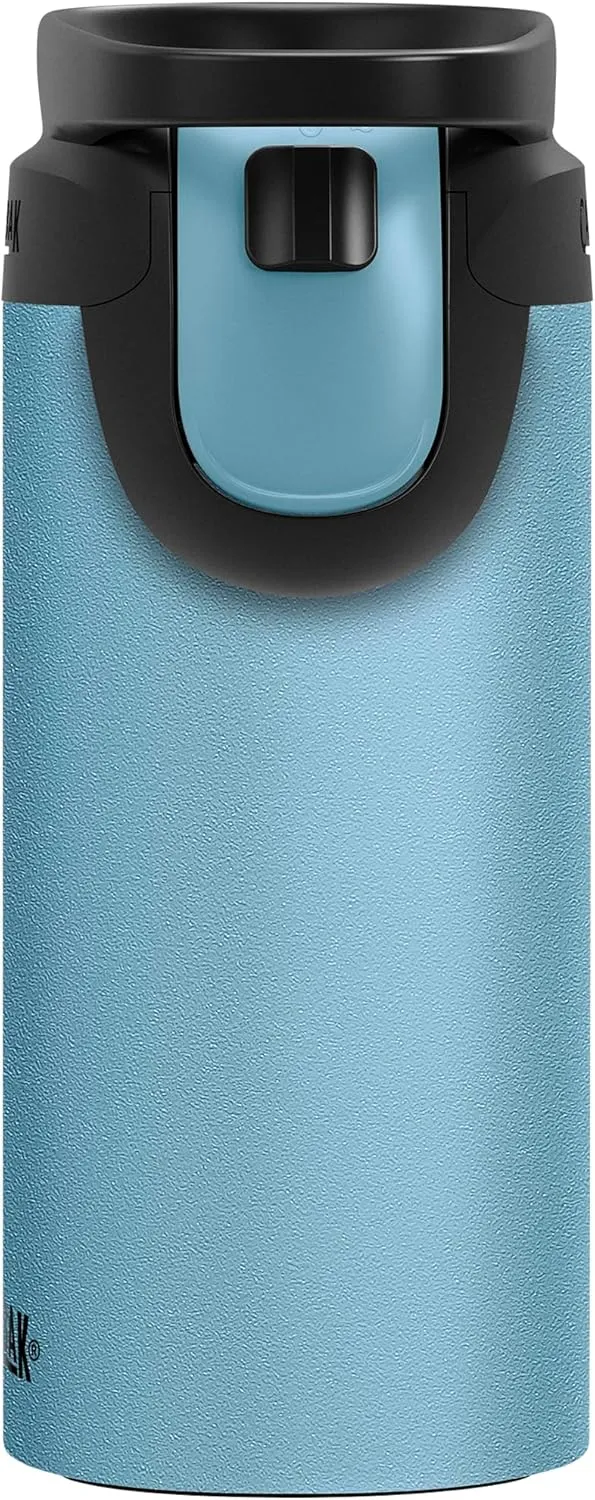 CamelBak Forge Flow Coffee & Travel Mug, Insulated Stainless Steel - Non-Slip Silicon Base - Easy One-Handed Operation - 12oz, Dusk Blue