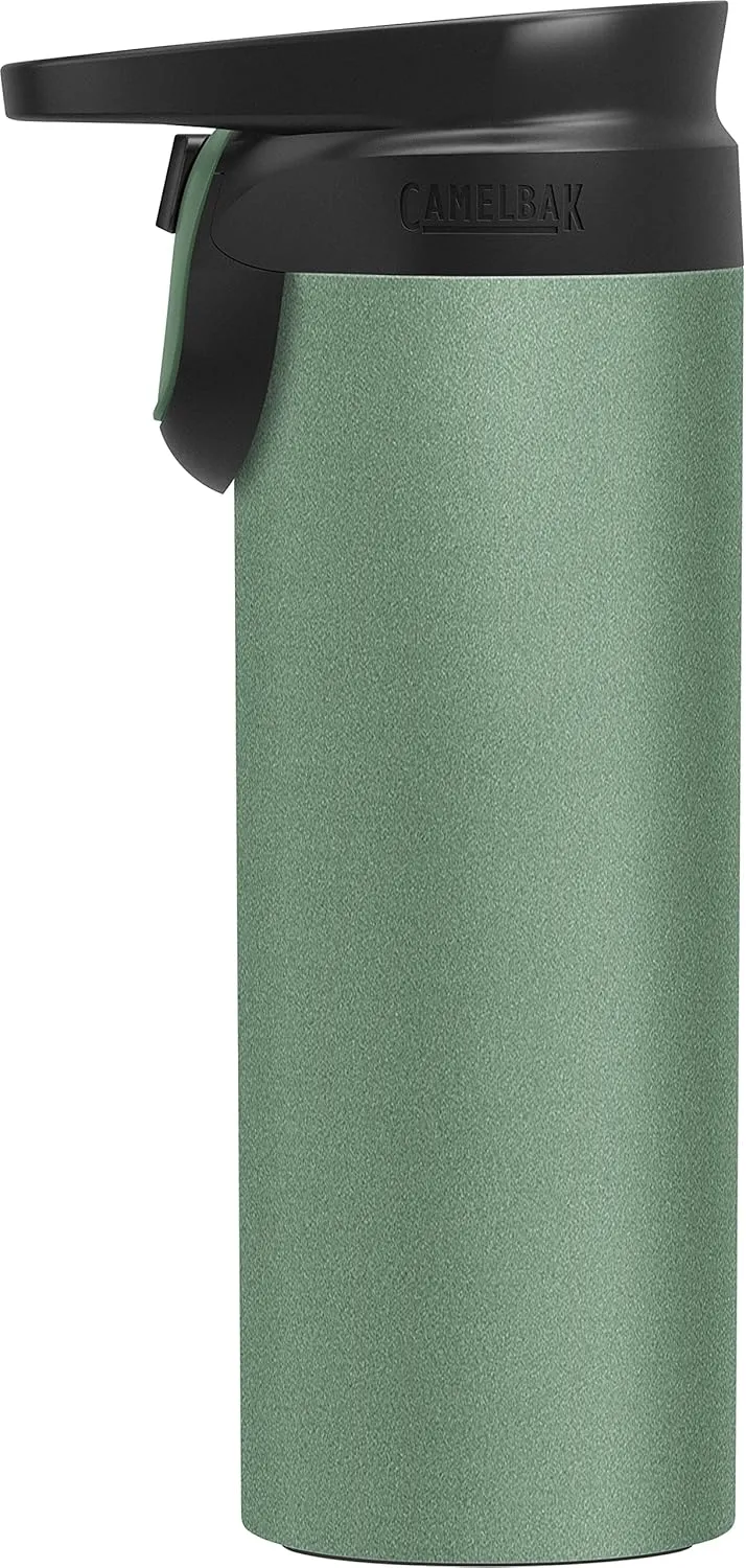 CamelBak Forge Flow Coffee & Travel Mug, Insulated Stainless Steel - Non-Slip Silicon Base - Easy One-Handed Operation - 16oz, Moss
