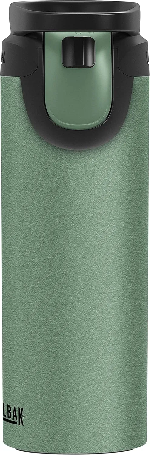 CamelBak Forge Flow Coffee & Travel Mug, Insulated Stainless Steel - Non-Slip Silicon Base - Easy One-Handed Operation - 16oz, Moss