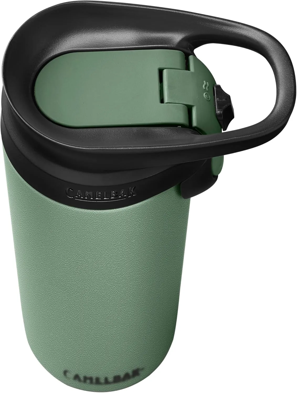 CamelBak Forge Flow Coffee & Travel Mug, Insulated Stainless Steel - Non-Slip Silicon Base - Easy One-Handed Operation - 16oz, Moss